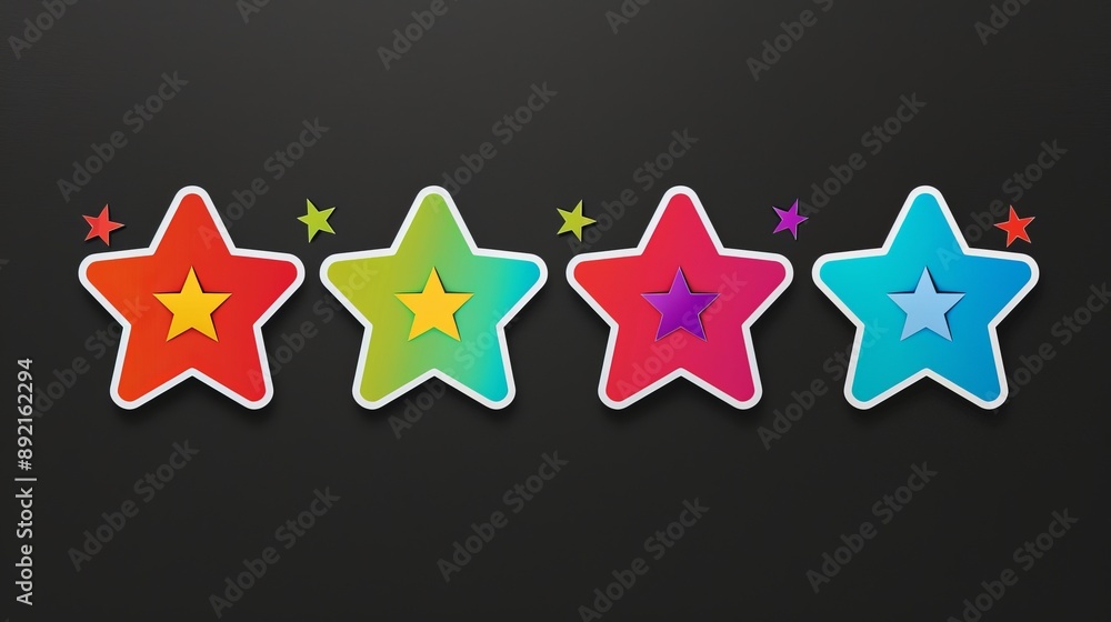Fototapeta premium Colorful Stars on Black Background