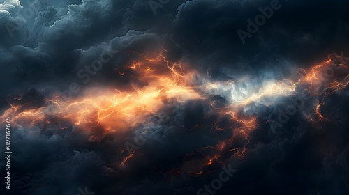 Wallpaper Mural Flash of lightning on dark background, banner design. Thunderstorm. Torontodigital.ca