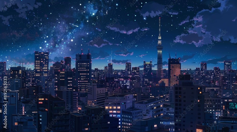 Obraz premium Night city, anime style