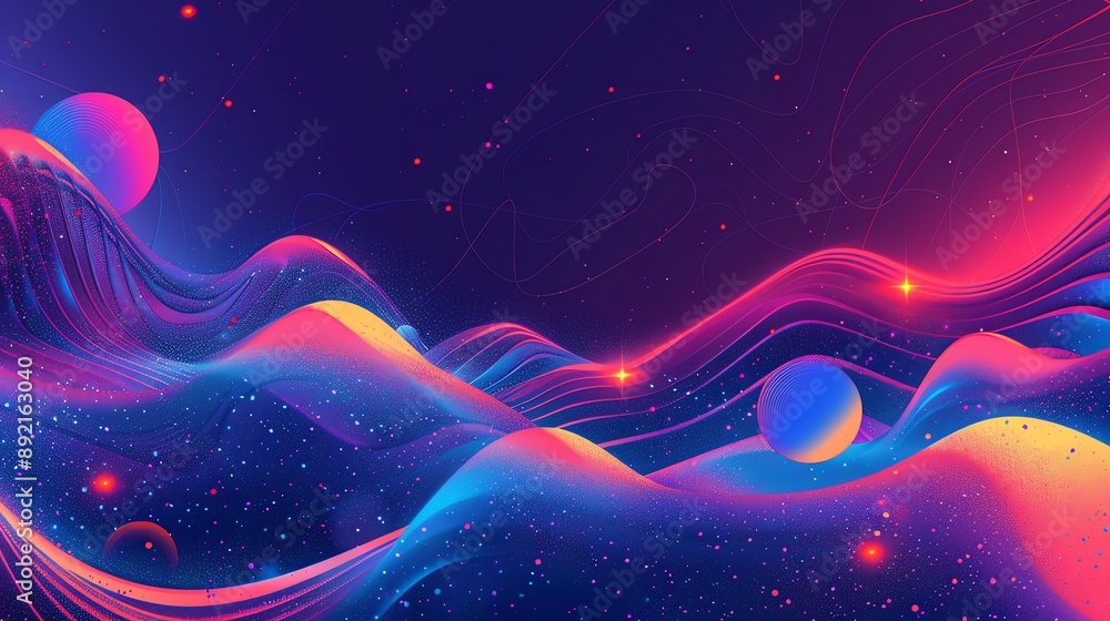 Abstract digital art of a space scene with pink and blue light streaks. Abstract digital art of a space scene with pink and blue light streaks.