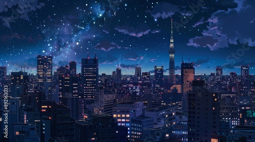 Wallpaper Mural Night city, anime style Torontodigital.ca