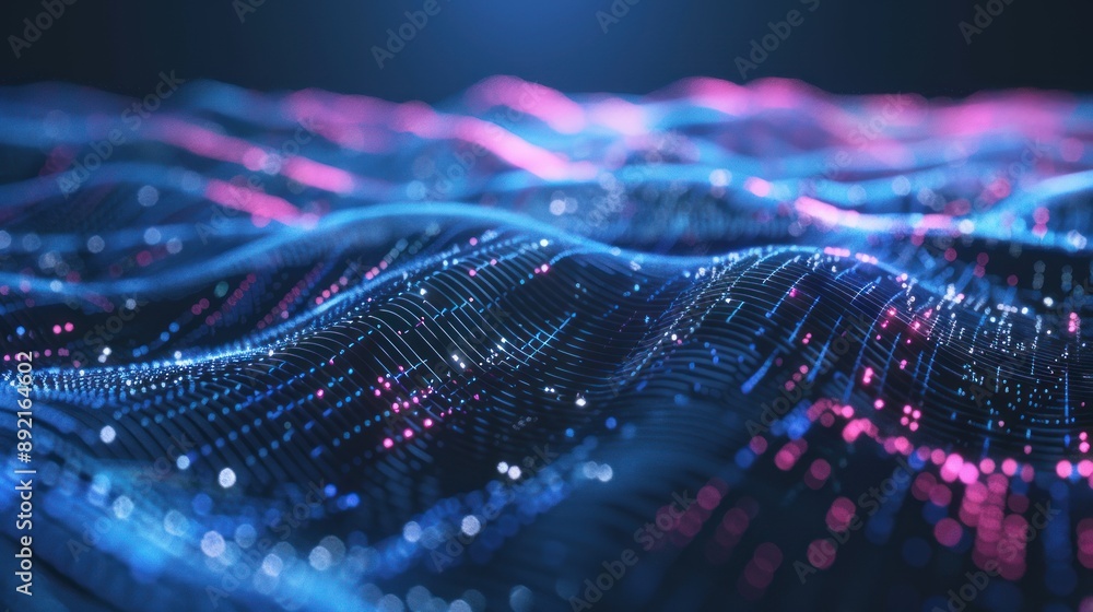 Abstract Digital Wave with Glowing Lights Abstract Digital Wave with Glowing Lights