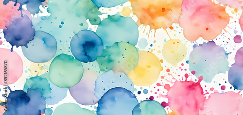 Watercolor Circles on White Background - Back to School Illustration