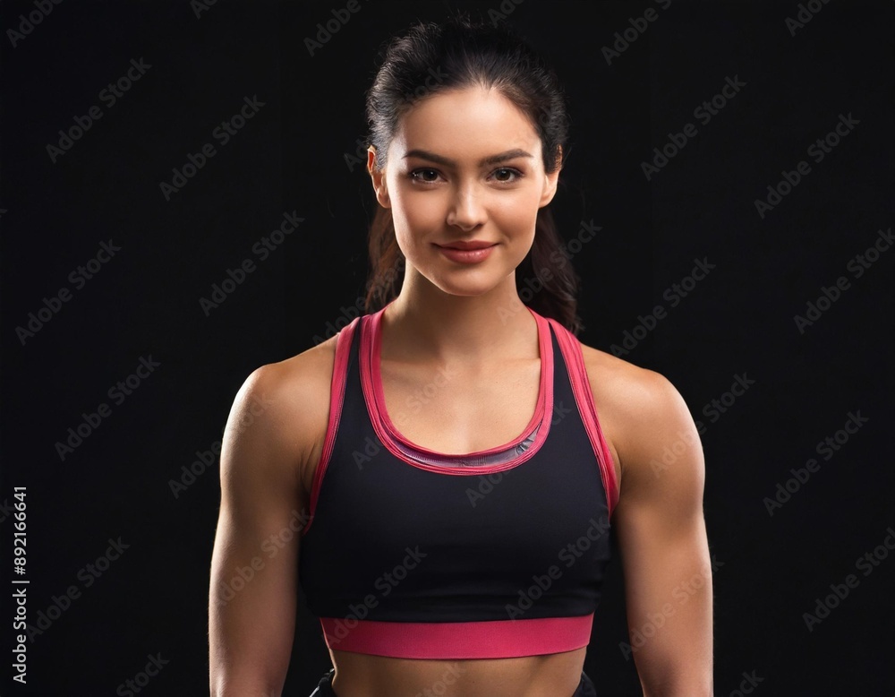 Attractive fit thin slim toned female body athlete isolated on black standing confidently pose powerful woman. A powerful portrait of a physically strong woman. An intense champion fighter and gif Attractive fit thin slim toned female body athlete isolated on black standing confidently pose powerful woman. A powerful portrait of a physically strong woman. An intense champion fighter and gif