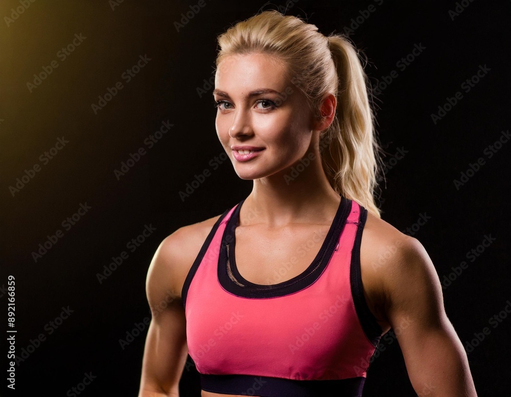 Attractive fit thin slim toned female body athlete isolated on black standing confidently pose powerful woman. A powerful portrait of a physically strong woman. An intense champion fighter and gif Attractive fit thin slim toned female body athlete isolated on black standing confidently pose powerful woman. A powerful portrait of a physically strong woman. An intense champion fighter and gif