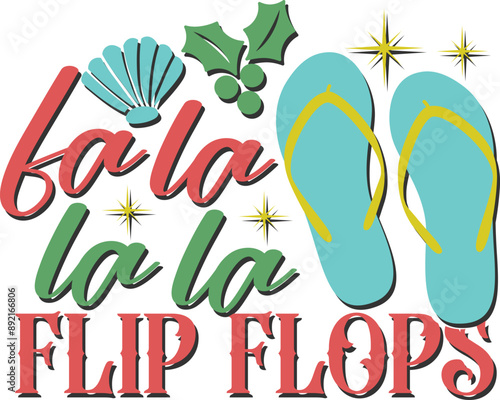 FaLaLaLa Flip Flops - Tropical Christmas Illustration photo