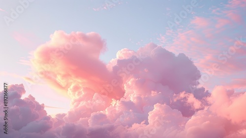 Gorgeous pink clouds at sunset, illuminating the sky with a warm and peaceful glow © Lcs