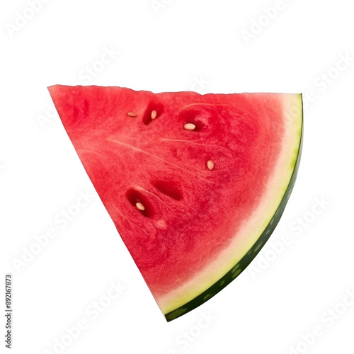 Isolated Watermelon Slice with Ripe Pink Flesh and Green Rind.