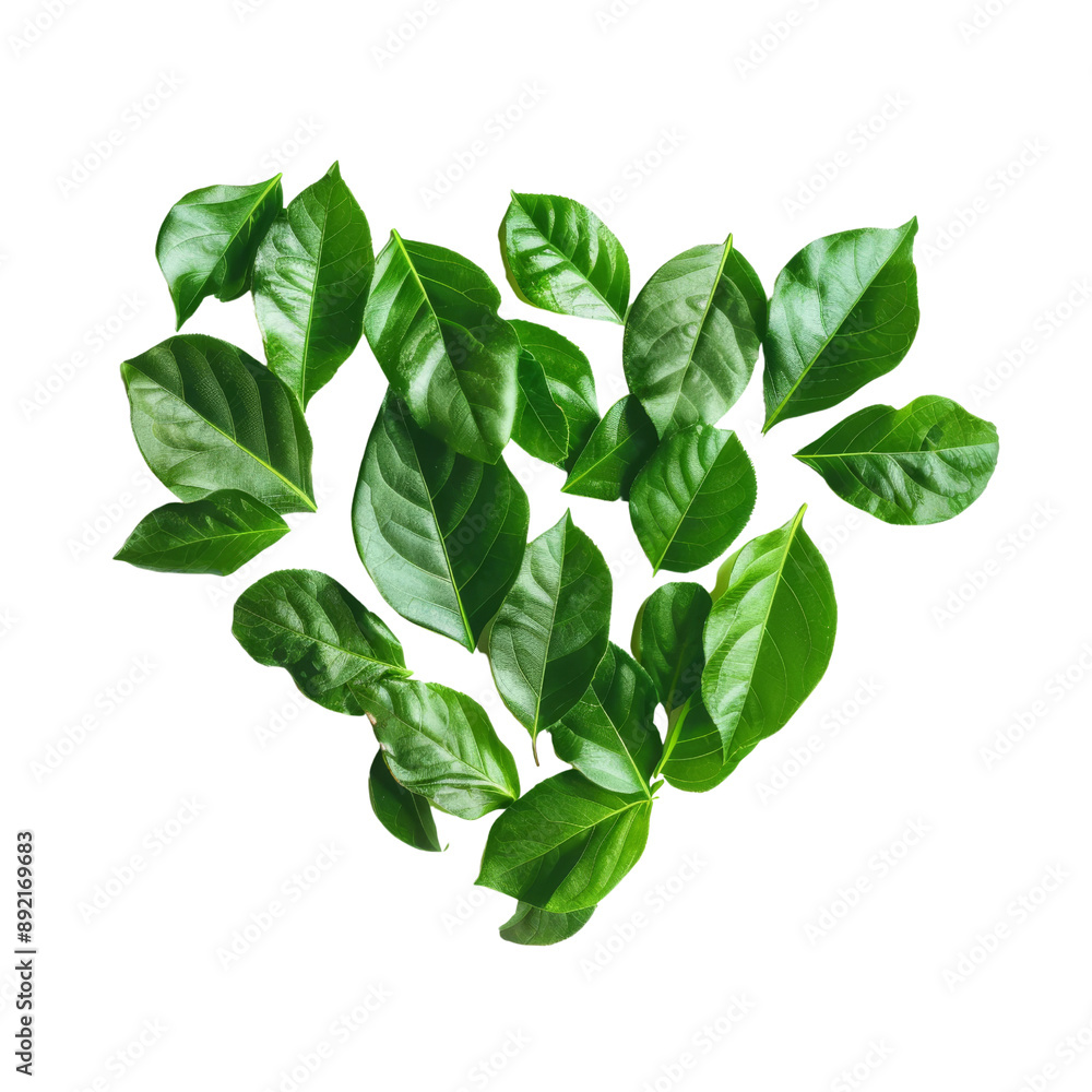 Isolated Green Leaves Arranged in Heart Shape Without Background. Isolated Green Leaves Arranged in Heart Shape Without Background.