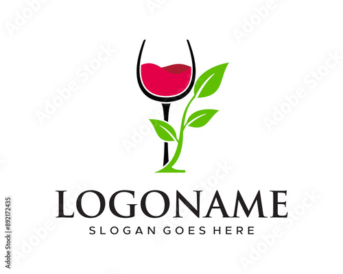 wine glass and leaf logo