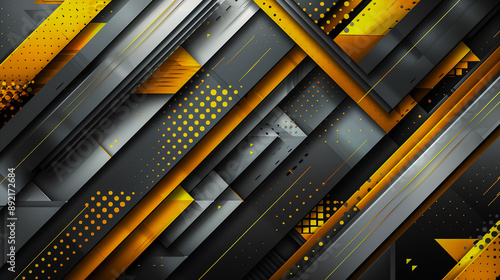 Modern Geometric Abstract with Yellow and Black Accents..