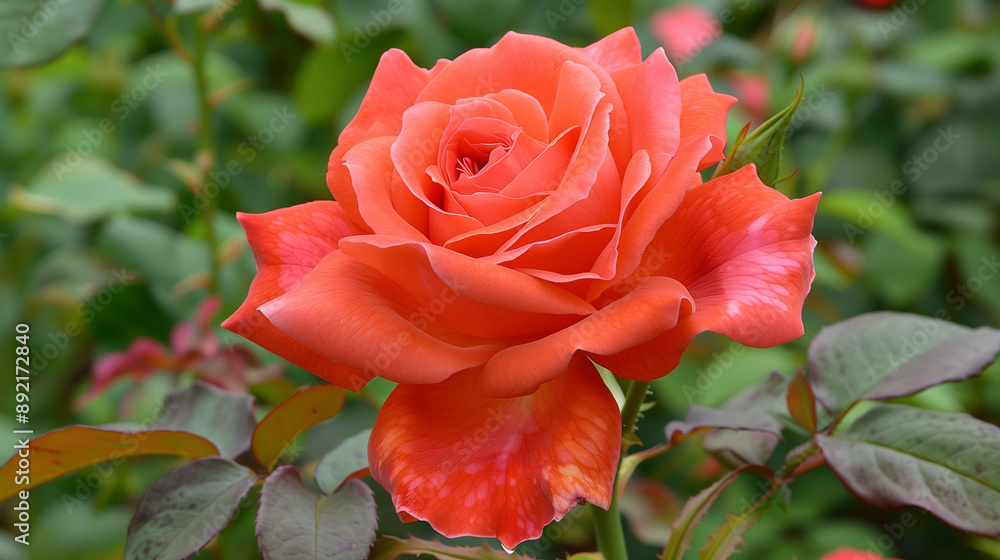 profusely blooming scarlet floribunda rose in the garden close up profusely blooming scarlet floribunda rose in the garden close up