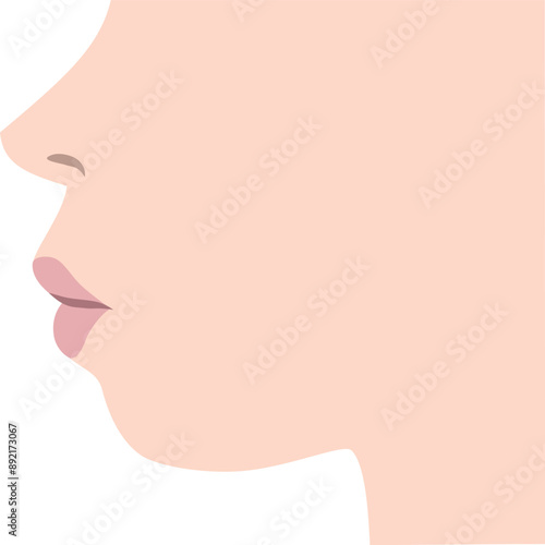 横から見た口ゴボの女性のアップのイラスト