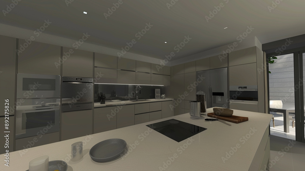 modern kitchen interiors featuring sleek cabinetry, minimalist designs