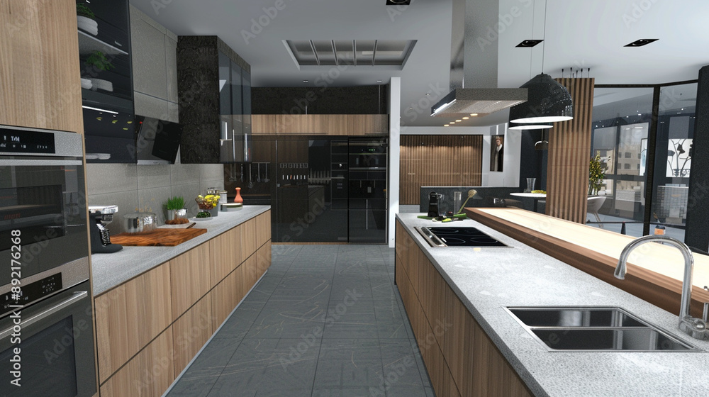 modern kitchen interiors featuring sleek cabinetry, minimalist designs