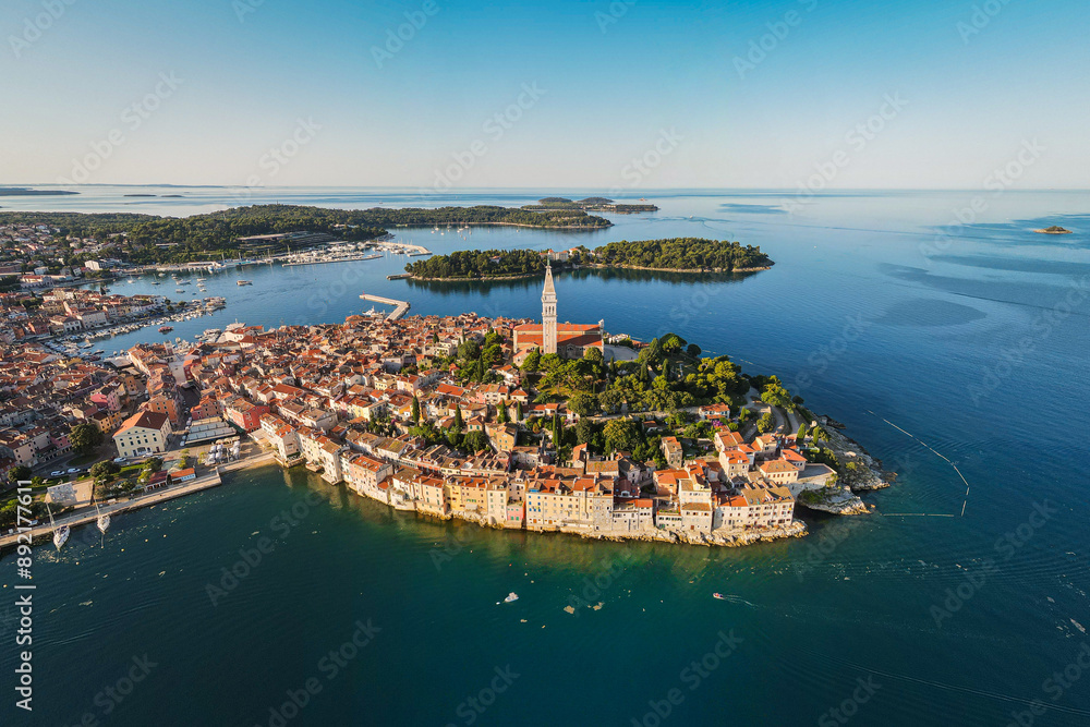 Fototapeta premium Aerial photo sea town.