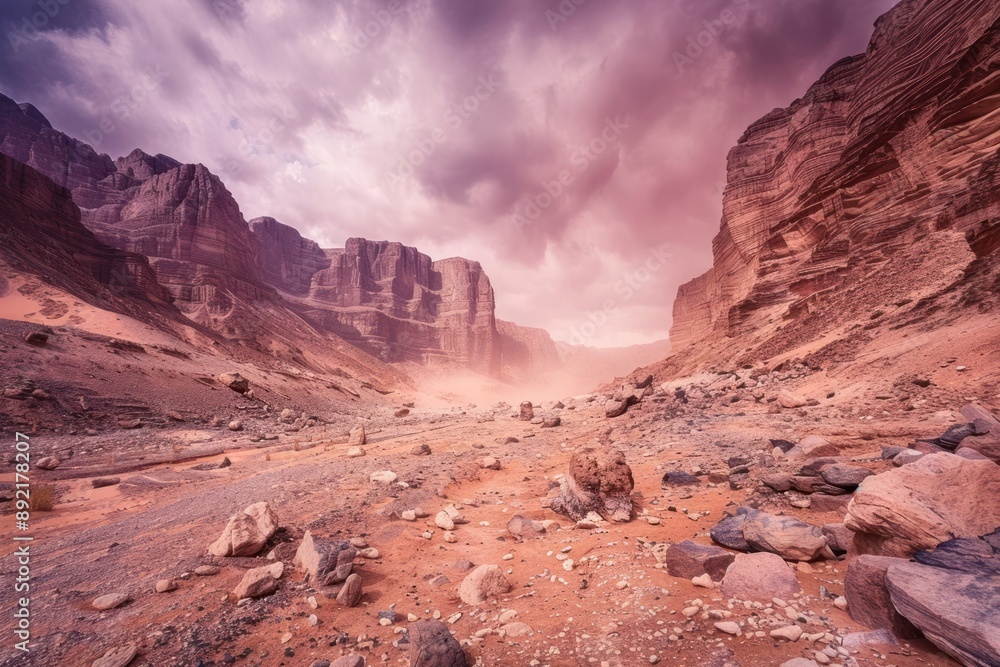 natural wide angle photography of a rocky wasteland during the sandstorm natural wide angle photography of a rocky wasteland during the sandstorm