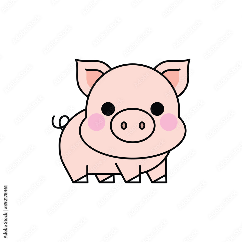 Cute cartoon pig isolated on white background. Vector Illustration. Cute cartoon pig isolated on white background. Vector Illustration.