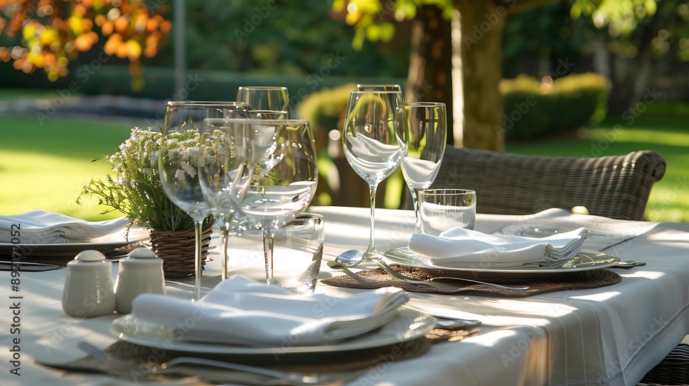 Fototapeta premium table setting at outdoor