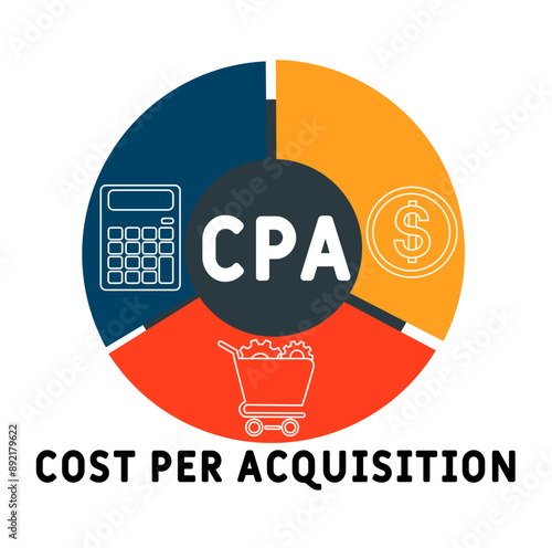 CPA - Cost Per Acquisition acronym. business concept background. vector illustration concept with keywords and icons. lettering illustration with icons for web banner, flyer, landing pag