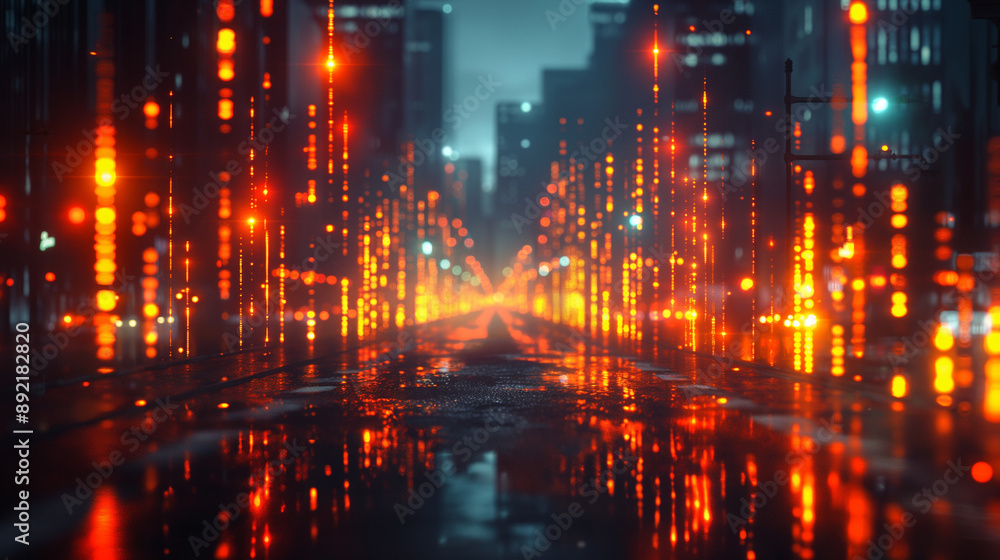 Abstract glowing big data forex candlestick chart on blurry city backdrop. Trade, technology, investment and analysis concept. Double exposure. Abstract glowing big data forex candlestick chart on blurry city backdrop. Trade, technology, investment and analysis concept. Double exposure.