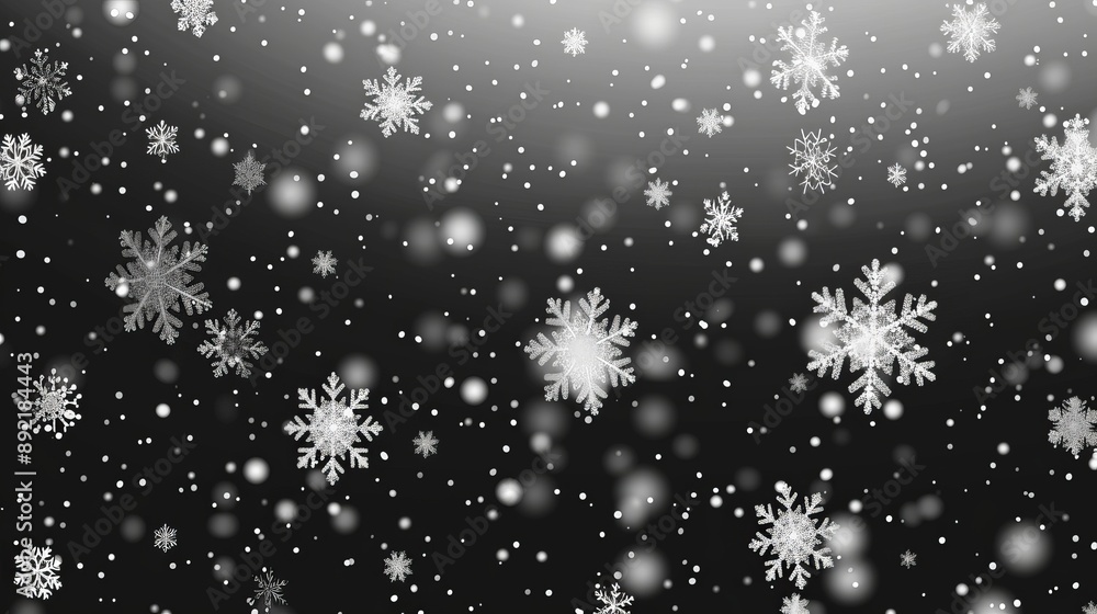 Falling Snowflakes on a Black Background Falling Snowflakes on a Black Background