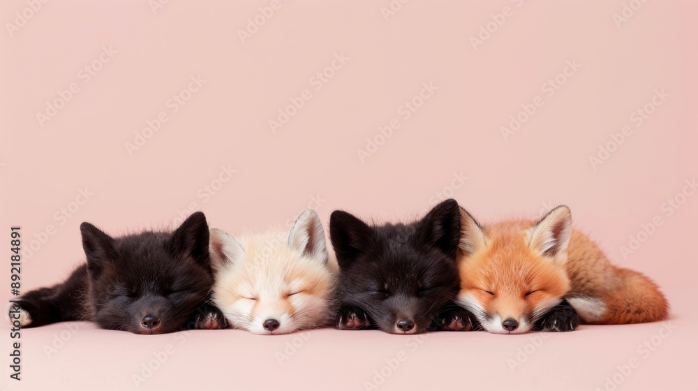 A group of small foxes laying next to each other A group of small foxes laying next to each other