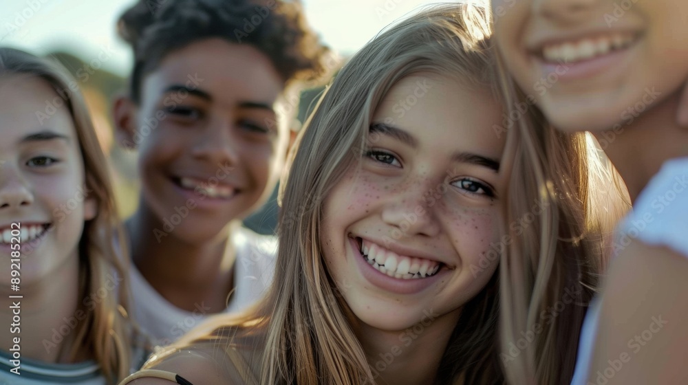Fototapeta premium A group of young people standing next to each other