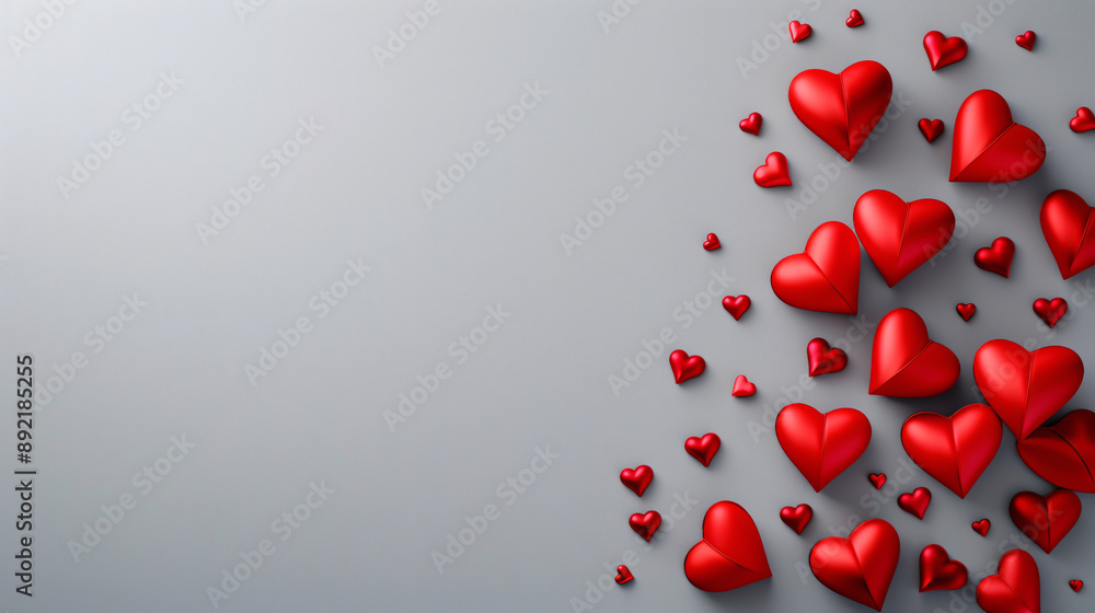 A versatile greeting card, banner, or poster template for Valentine's, Mother's, or Women's Day. It features festive red heart-shaped decorations and provides empty space for text, designed to convey A versatile greeting card, banner, or poster template for Valentine's, Mother's, or Women's Day. It features festive red heart-shaped decorations and provides empty space for text, designed to convey