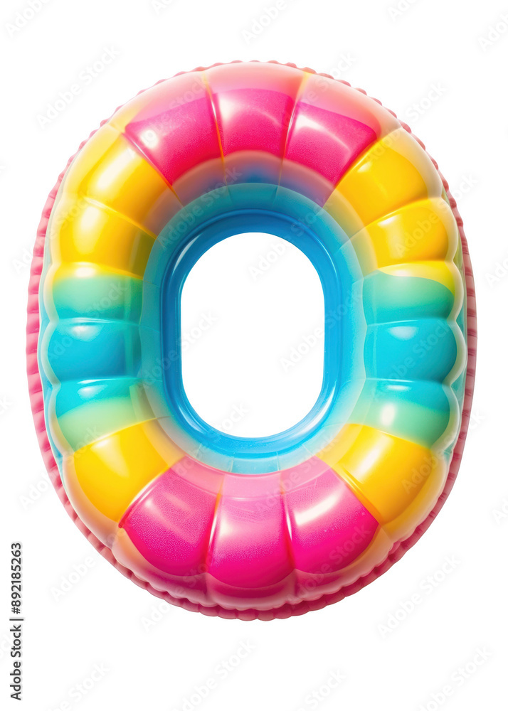 Fototapeta premium Rainbow Inflatable Pool Float. A colorful and cheerful float perfect for pool or beach activities. Isolated on transparent background, png.
