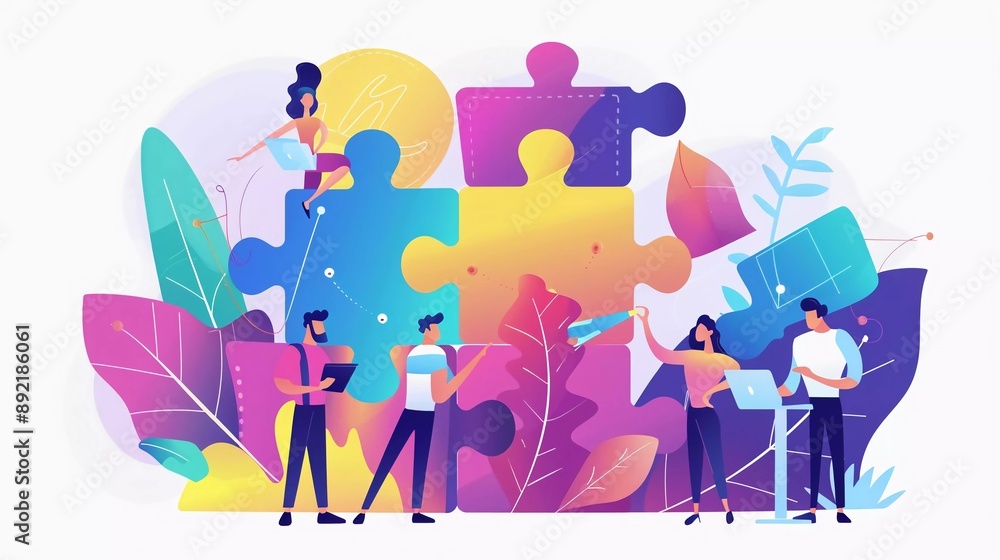 Idea as the beginning of a successful startup. Teamwork, working on a project, connecting puzzles, generating an idea. Very cool concept illustration
Idea as the beginning of a successful startup. Teamwork, working on a project, connecting puzzles, generating an idea. Very cool concept illustration
