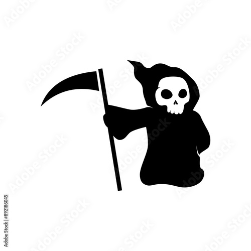 logo of grim reaper silhouette holding scythe vector