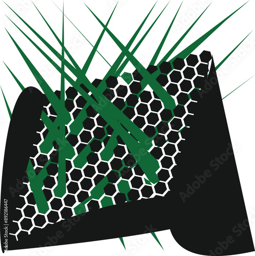 unexpected Grass Growth; The "Unexpected Grass Growth" vector icon symbolizes the resilience and adaptability of nature, showcasing grass sprouting in unconventional and surprising locations.