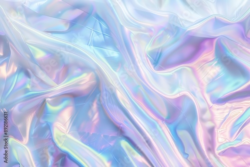 Wallpaper Mural Iridescent Pastel Rainbow Background with Wavy Folds, Holographic Effect, Soft Light and Pastels Creating Hologram Texture, Shiny Foil Style Torontodigital.ca