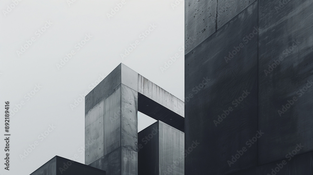 Minimalist Architectural Structure with Sharp Angles and Clean Lines in Black and White, Featuring Concrete Exterior with Visible Textures, Captured in an Extreme Close-Up Minimalist Architectural Structure with Sharp Angles and Clean Lines in Black and White, Featuring Concrete Exterior with Visible Textures, Captured in an Extreme Close-Up