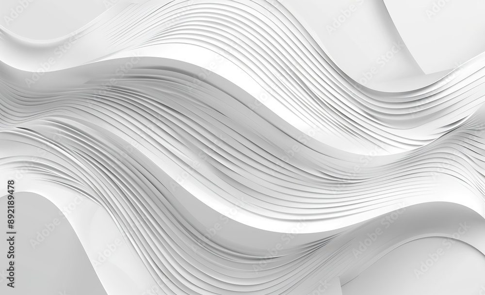 Obraz premium Vector Background with Thin Lines in Perspective, White and Gray Color, Simple Vector Pattern of Waves or Curves for Web Design, Poster, Banner, Cover, Packaging, Presentation