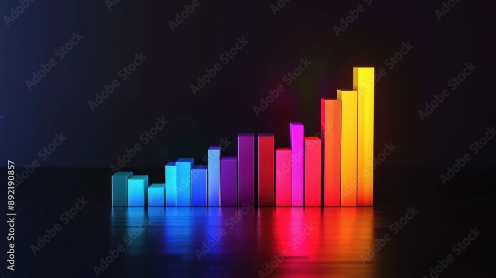 Varied hues stacked bar chart, shadow effects, realistic, studio lighting Varied hues stacked bar chart, shadow effects, realistic, studio lighting
