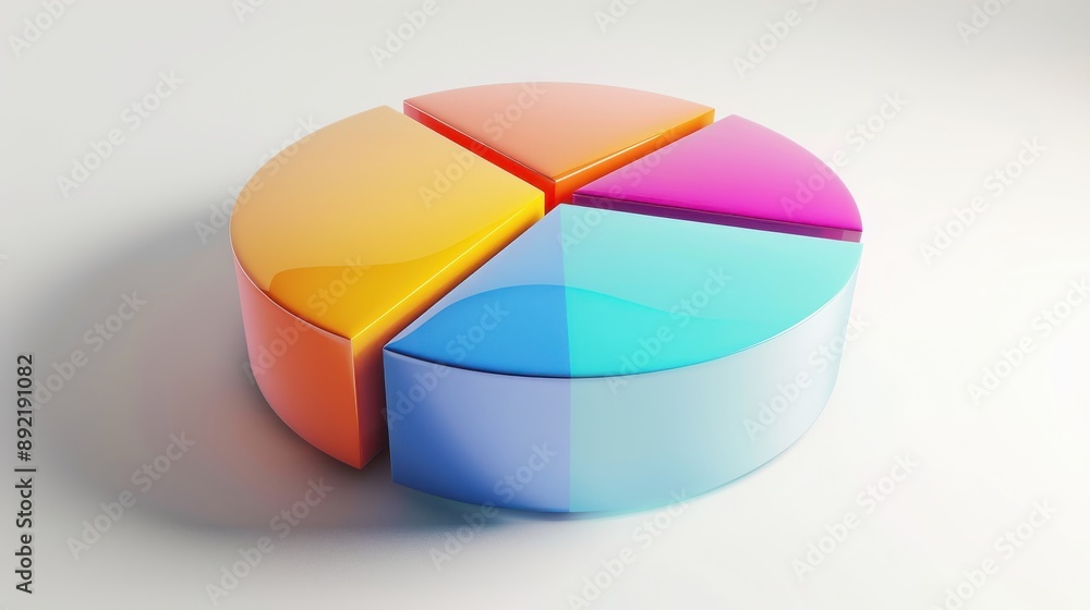 Obraz premium Studiolit pie chart, bright segments, soft shadows, realistic style