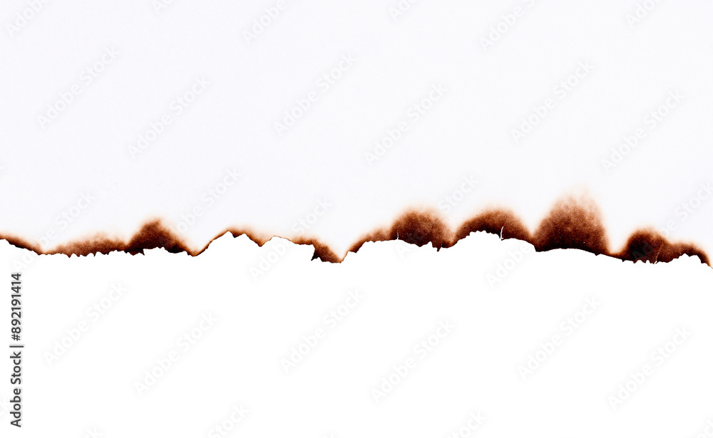 White paper burned isolated on white background White paper burned isolated on white background