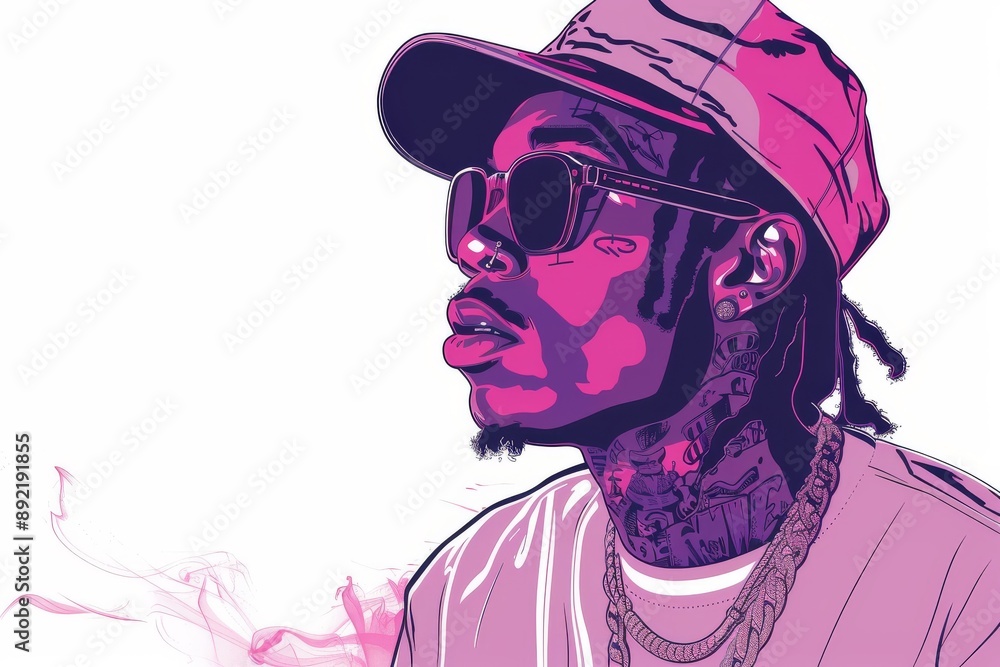 Isolated Hip Hop Rap Artist Web Graphic Design on Blank White Background Generative Illustration Isolated Hip Hop Rap Artist Web Graphic Design on Blank White Background Generative Illustration