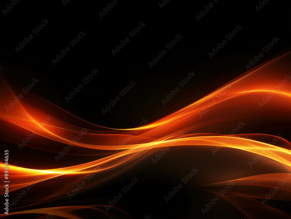 Fototapeta premium Flowing Curves of Fiery Orange Light Creating an Abstract and Dynamic Pattern on a Dark Background