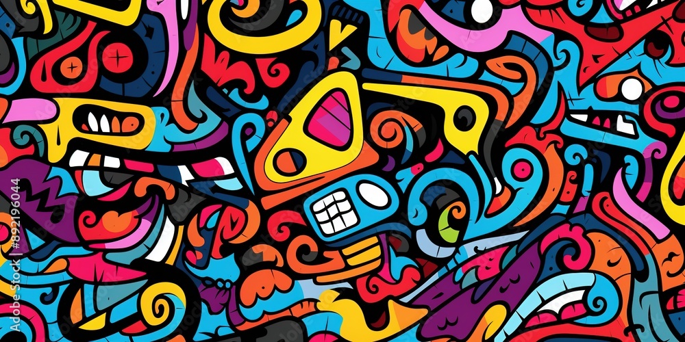 funky doodles Seamless Repeat Pattern-colorful. funky doodles Seamless Repeat Pattern-colorful.