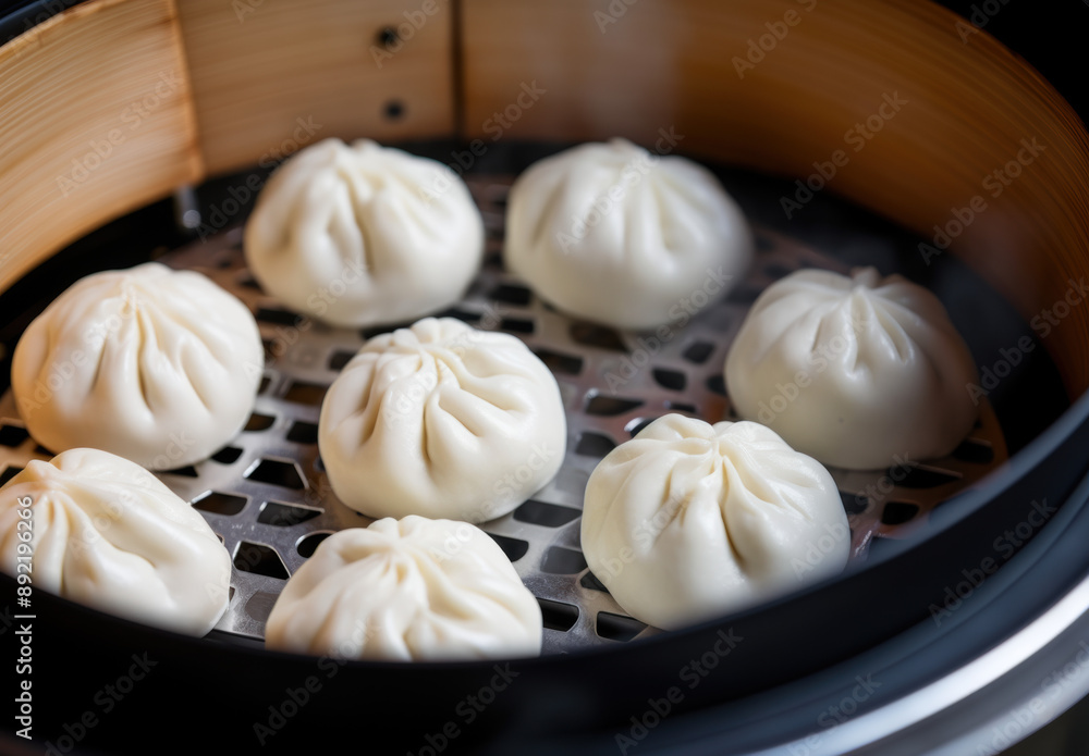 Fototapeta premium Photo of Steamed Buns Shaped Like Round Dumplings