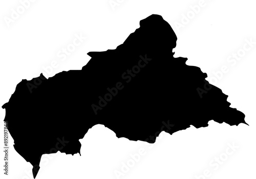 central african republic map silhouette on transparent background