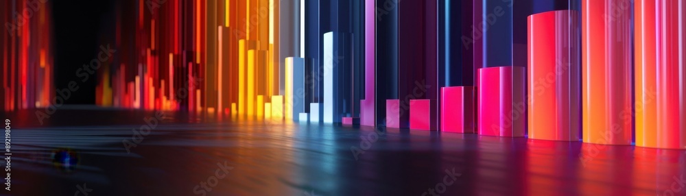 Obraz premium Realistic 3D histogram, depth effect, colorful bars, studio lighting