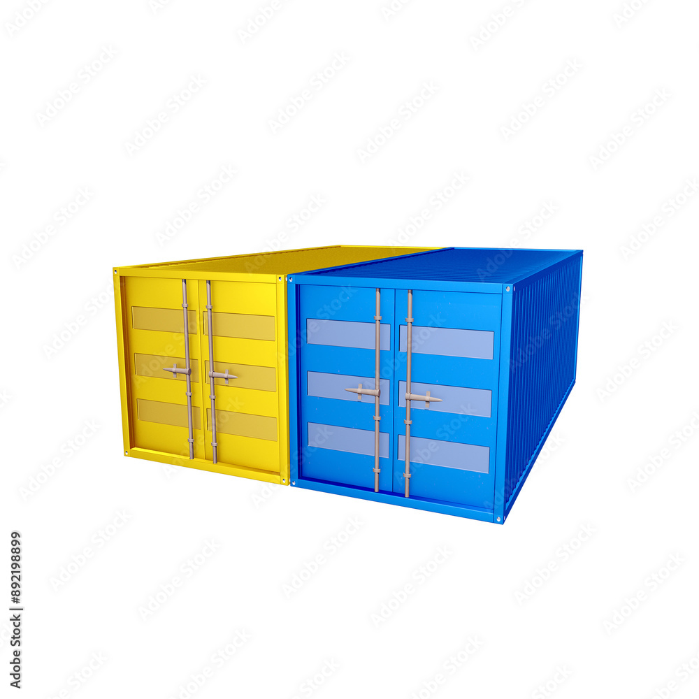 2 Container shipping gold and blue color 3d render 2 Container shipping gold and blue color 3d render
