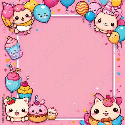 blank greeting card cute character template design background