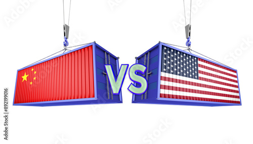 Photography Container shipping box china vs usa mockup flag 3d render
