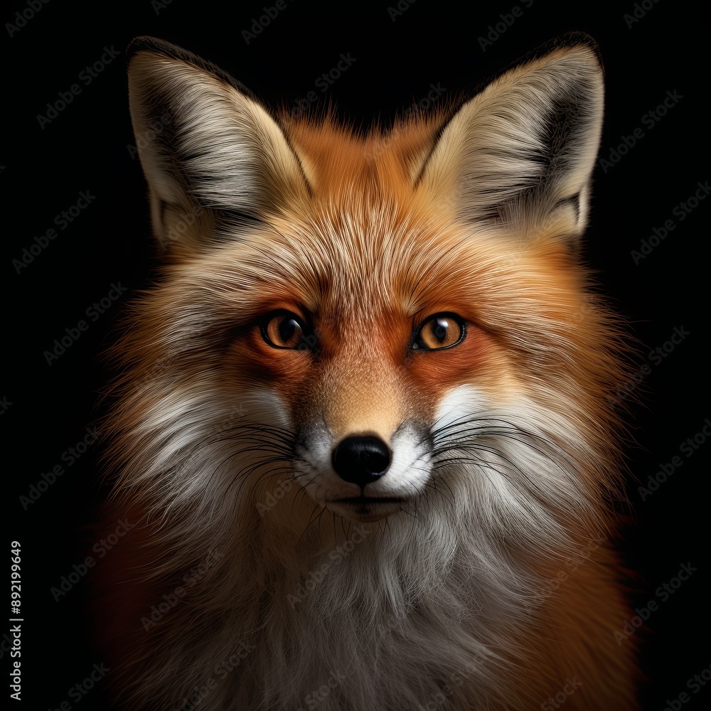 Close up portrait of a red fox isolated on a dark background. The fox has vibrant fur and bright, alert eyes, making it perfect for websites, blogs, and social media posts. Close up portrait of a red fox isolated on a dark background. The fox has vibrant fur and bright, alert eyes, making it perfect for websites, blogs, and social media posts.