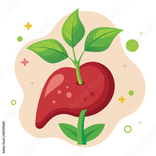 Organ day liver with a leaf sprouting vector illustration art